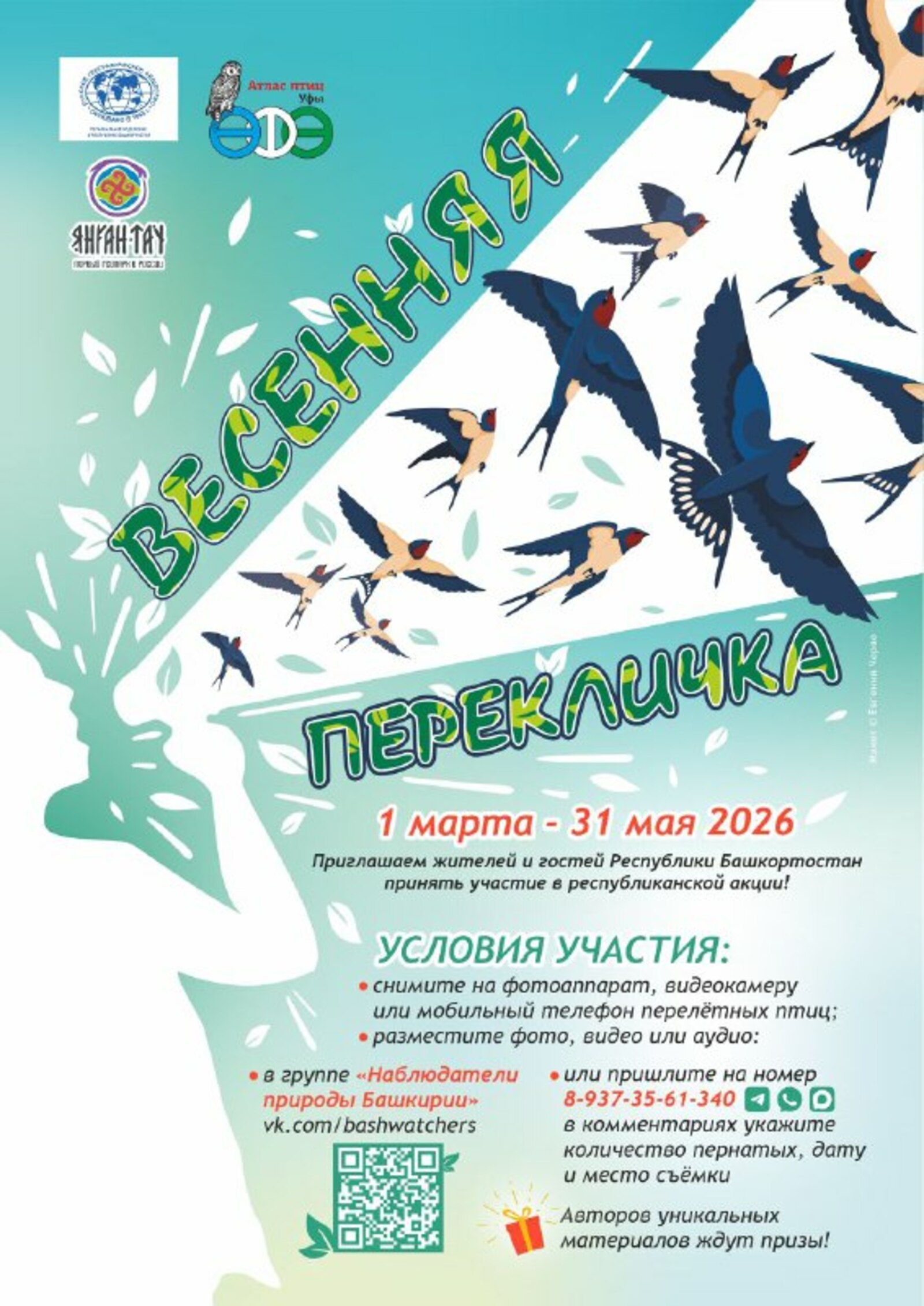 В Башкирии стартовала акция «Весенняя перекличка-2026» по наблюдению за птицами