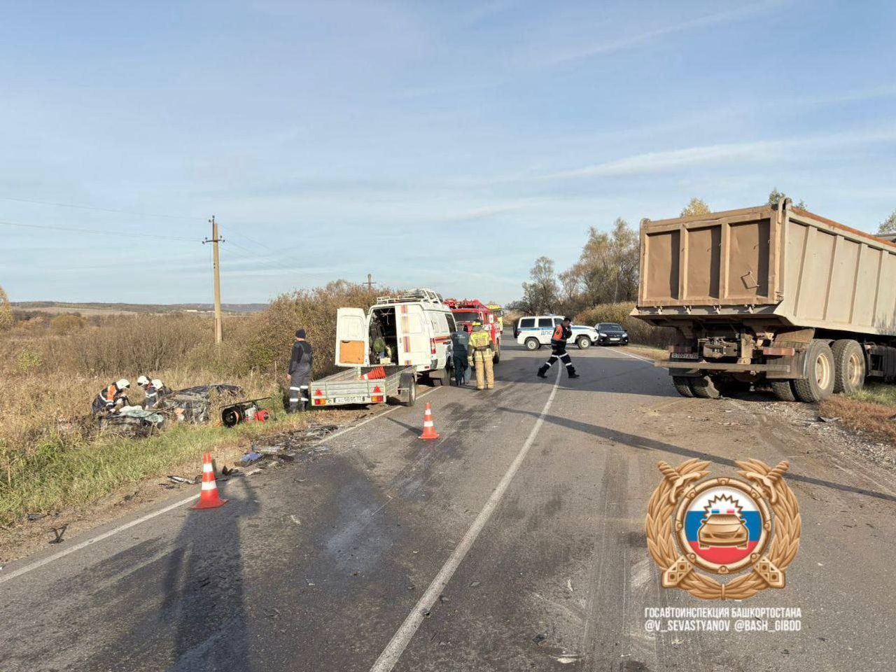 В Башкирии кроссовер смяло в ДТП, водитель погиб