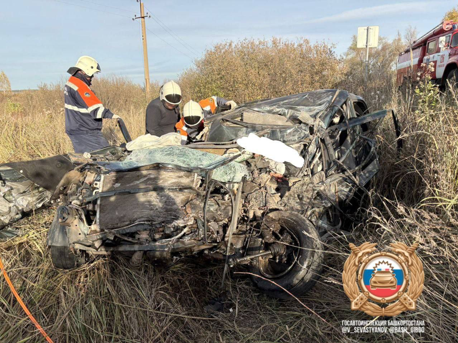 В Башкирии кроссовер смяло в ДТП, водитель погиб