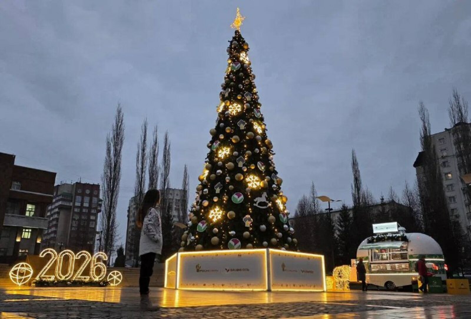 В Уфе перед Домом профсоюзов впервые поставили ёлку