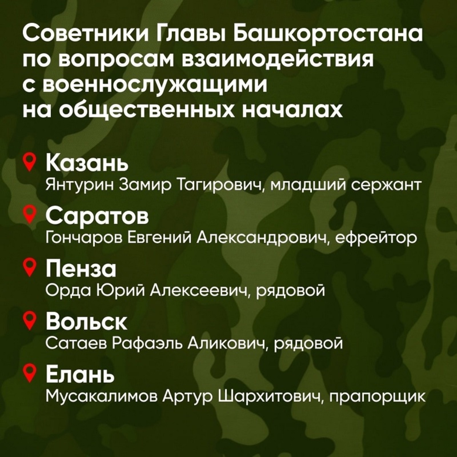 Советники главы Башкирии по связи с военнослужащими – кто они?