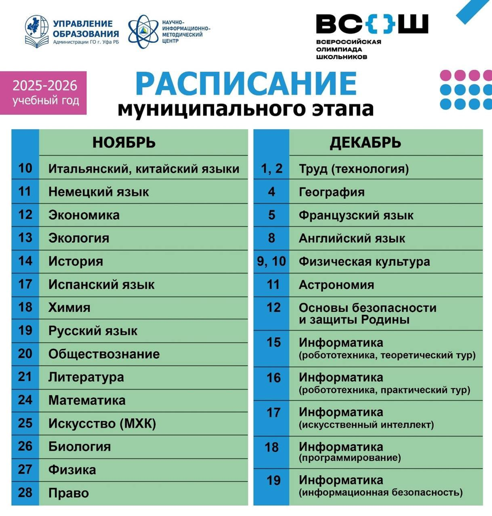 В Уфе стартует муниципальный этап всероссийской олимпиады школьников