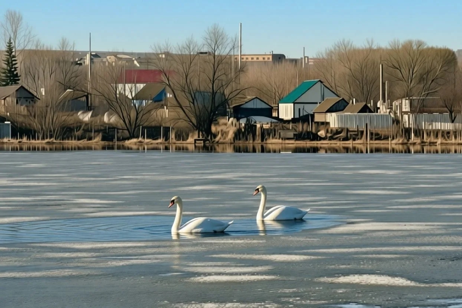 В Шоттовский парк Башкирии вернулись лебеди