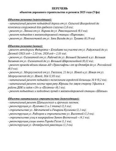 В Уфе перечислили улицы, на которых пройдёт ремонт