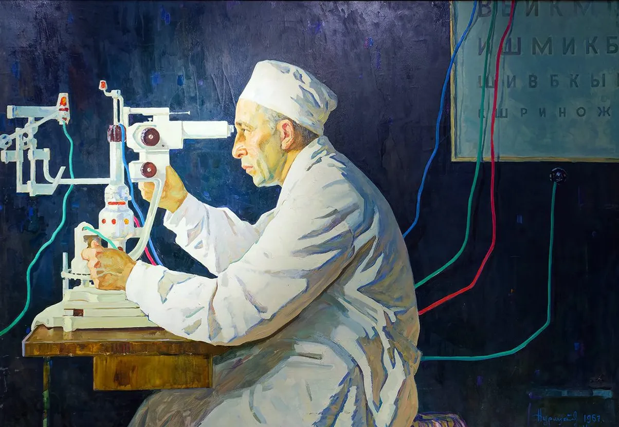 Портрет заслуженного врача РСФСР и БАССР В. А. Гизатуллина. 1967 год.